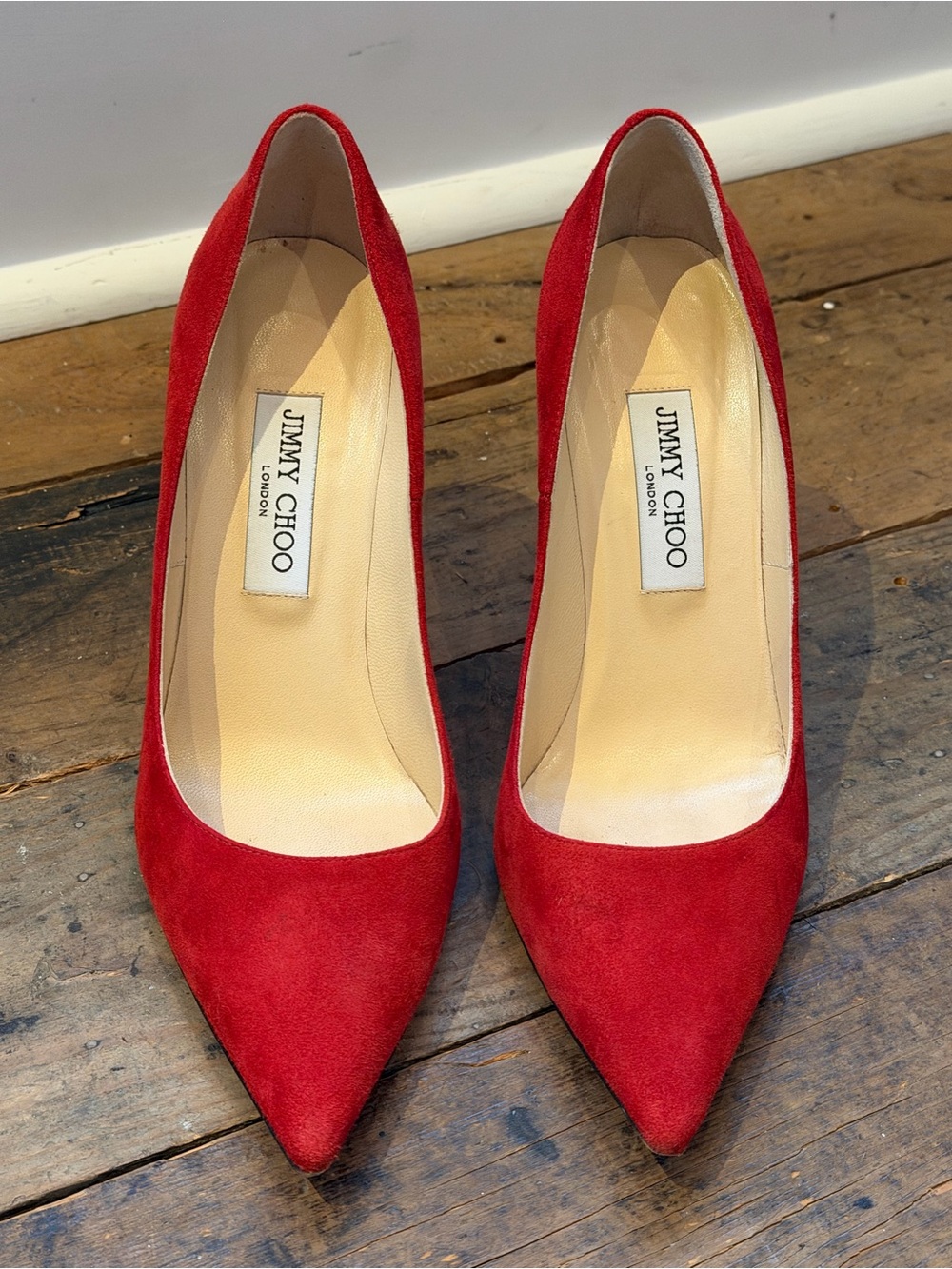 Jimmy Choo Scarlet Suede Pointed-Toe Pumps